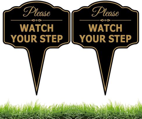Please Watch Your Step Sign 14×10 Inch 0.4" Thick, UV Waterproof Anti-UV Outdoor Caution Sign with Yard Stakes for Garden Walkway, Lawn & Outdoor Walkway in Kuwait