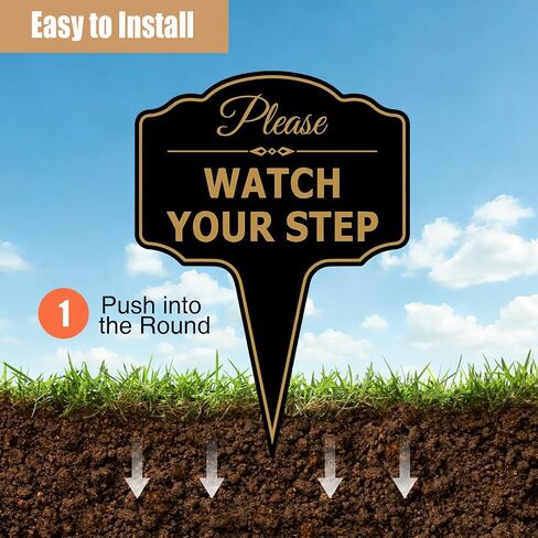 Please Watch Your Step Sign 14×10 Inch 0.4" Thick, UV Waterproof Anti-UV Outdoor Caution Sign with Yard Stakes for Garden Walkway, Lawn & Outdoor Walkway in Kuwait