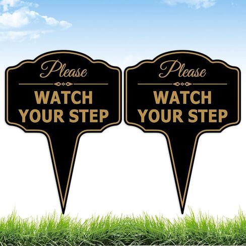 Please Watch Your Step Sign 14×10 Inch 0.4" Thick, UV Waterproof Anti-UV Outdoor Caution Sign with Yard Stakes for Garden Walkway, Lawn & Outdoor Walkway in Kuwait