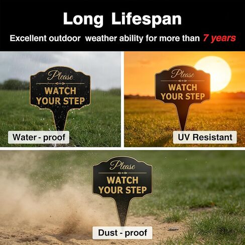 Please Watch Your Step Sign 14×10 Inch 0.4" Thick, UV Waterproof Anti-UV Outdoor Caution Sign with Yard Stakes for Garden Walkway, Lawn & Outdoor Walkway in Kuwait