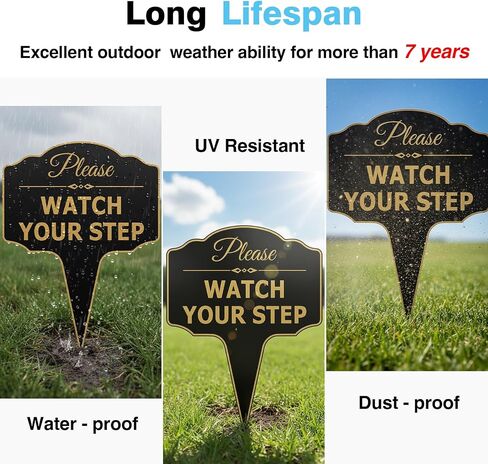 Please Watch Your Step Sign 14×10 Inch 0.4" Thick, UV Waterproof Anti-UV Outdoor Caution Sign with Yard Stakes for Garden Walkway, Lawn & Outdoor Walkway in Kuwait
