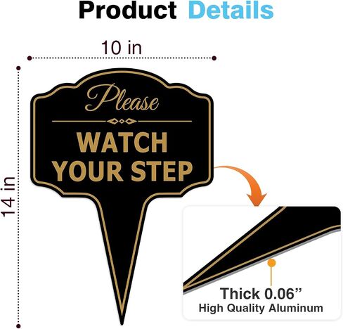 Please Watch Your Step Sign 14×10 Inch 0.4" Thick, UV Waterproof Anti-UV Outdoor Caution Sign with Yard Stakes for Garden Walkway, Lawn & Outdoor Walkway in Kuwait