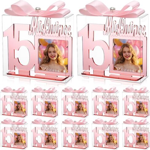Geelin 12 Set Quinceanera Party Favors for Girls Recuerdos Para 15 Anos Quinceaneras Acrylic Photo Frame Rose Gold 15th Happy Birthday Decorations Gifts for Guest Sweet 15 Supplies in Kuwait