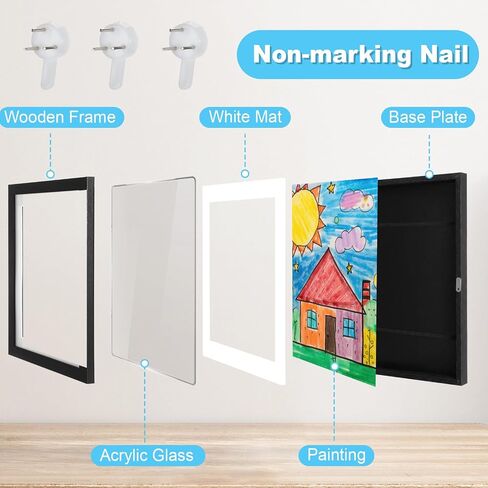 Cinnvoice 10 Pack 8.5 x 11 Inch Kids Artwork Frames Changeable Holds 100 Pcs Kids Drawing Front Opening Frames for Children Art Projects, Crafts, Photos, Artwork Storage and Display(Black) in Kuwait