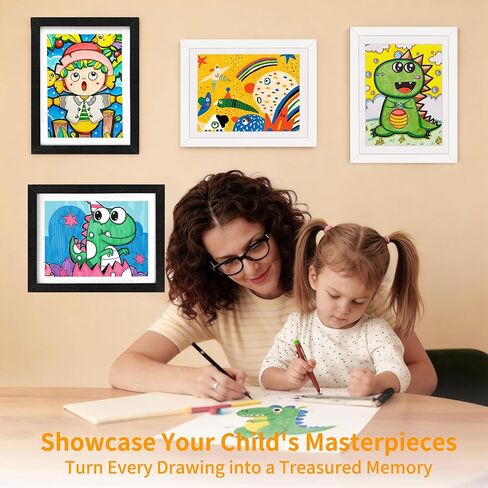 Kids Artwork Frames Changeable 4 Pack - 8.5x11 Art Frames for Kids Art Front Opening Holds 150 Drawings, 3D Crafts, Portfolio Display Storage, Wall Hanging Art Picture Frame, Black in Kuwait