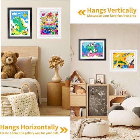 Kids Artwork Frames Changeable 4 Pack - 8.5x11 Art Frames for Kids Art Front Opening Holds 150 Drawings, 3D Crafts, Portfolio Display Storage, Wall Hanging Art Picture Frame, Black in Kuwait