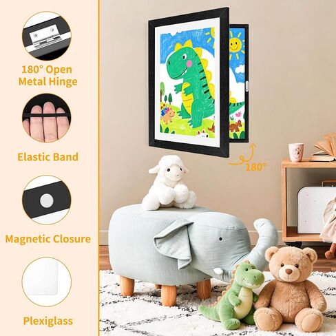 Kids Artwork Frames Changeable 4 Pack - 8.5x11 Art Frames for Kids Art Front Opening Holds 150 Drawings, 3D Crafts, Portfolio Display Storage, Wall Hanging Art Picture Frame, Black in Kuwait
