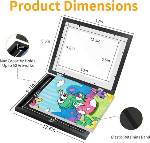 Kids Artwork Frames Changeable 4 Pack - 8.5x11 Art Frames for Kids Art Front Opening Holds 150 Drawings, 3D Crafts, Portfolio Display Storage, Wall Hanging Art Picture Frame, Black in Kuwait