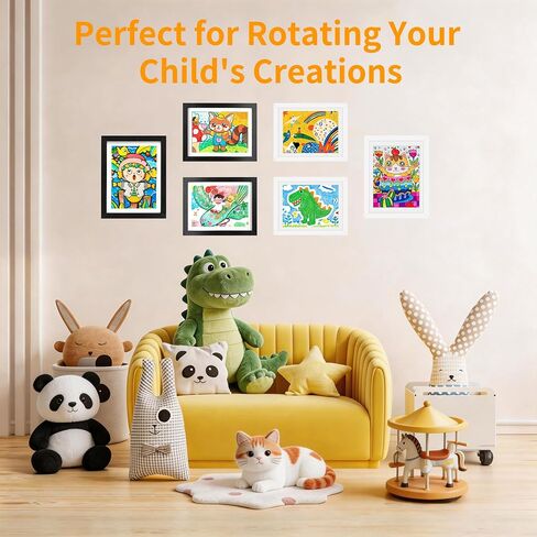 Kids Artwork Frames Changeable 4 Pack - 8.5x11 Art Frames for Kids Art Front Opening Holds 150 Drawings, 3D Crafts, Portfolio Display Storage, Wall Hanging Art Picture Frame, Black in Kuwait
