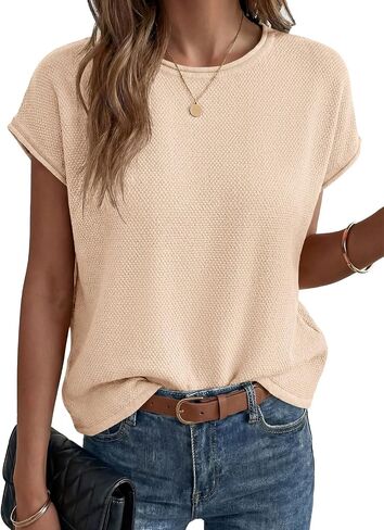 Saodimallsu Womens Summer Cap Sleeve Tops 2026 Waffle Knit Going Out Casual Loose Crew Neck Lightweight Sweater Vest in Kuwait