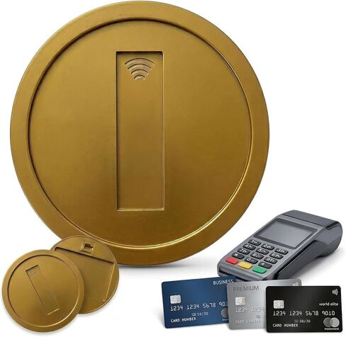 Retro Gold Coin Card Holder, 3D Printed NFC Tap to Pay Coin | Hidden Card Slot, Contactless NFC Payment Accessory, Credit Card Protector, Vintage Gamer Gift for Daily Use in Kuwait