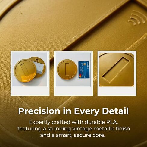 Retro Gold Coin Card Holder, 3D Printed NFC Tap to Pay Coin | Hidden Card Slot, Contactless NFC Payment Accessory, Credit Card Protector, Vintage Gamer Gift for Daily Use in Kuwait