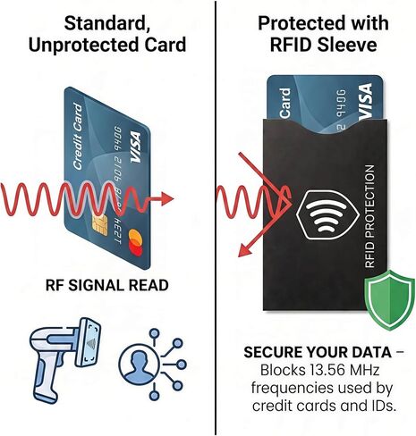 RFID Blocking Sleeves (8 Pack) | Slim Credit Card Holder Protector for Cards & ID | Water & Tear Resistant | Fits your Wallet | NFC Blocker for Travel Security and Identity Theft Prevention in Saudi Arabia