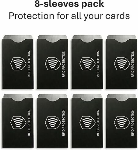 RFID Blocking Sleeves (8 Pack) | Slim Credit Card Holder Protector for Cards & ID | Water & Tear Resistant | Fits your Wallet | NFC Blocker for Travel Security and Identity Theft Prevention in Saudi Arabia