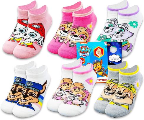 Paw Patrol Socks for Girls - Bundle with 6 Pairs of Ankle Socks Size 10-4 Plus Tattoos, More for Kids Ages 6-8 | Paw Patrol Apparel Gift Set in Kuwait