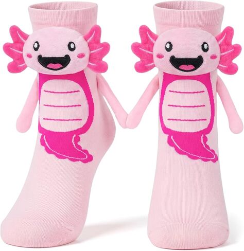 Funny 3D Animal Axolotl Socks for Women Novelty Magnetic Hand Holding Crazy Socks for Kids Girl White Elephent Gifts in Saudi Arabia
