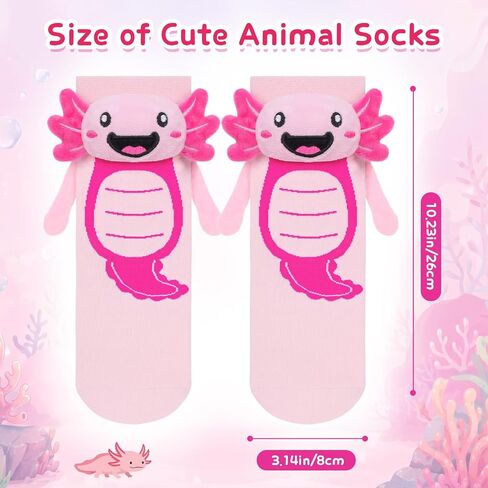Funny 3D Animal Axolotl Socks for Women Novelty Magnetic Hand Holding Crazy Socks for Kids Girl White Elephent Gifts in Saudi Arabia