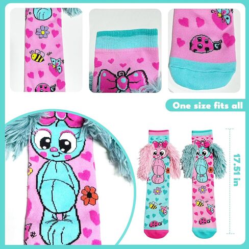 Crazy Socks for Kids, Mismatched Silly Knee High Socks - Funny Cute Animal Socks for Girls Crazy Sock Day, Girls Gifts in Saudi Arabia