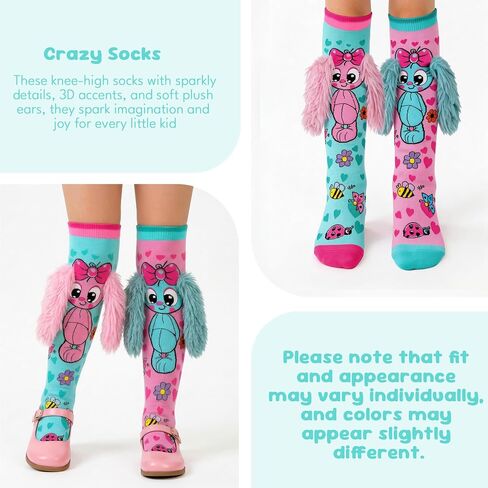 Crazy Socks for Kids, Mismatched Silly Knee High Socks - Funny Cute Animal Socks for Girls Crazy Sock Day, Girls Gifts in Saudi Arabia