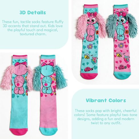 Crazy Socks for Kids, Mismatched Silly Knee High Socks - Funny Cute Animal Socks for Girls Crazy Sock Day, Girls Gifts in Saudi Arabia