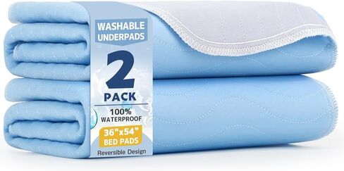 Washable Underpads 36"x54"(2 Pack)– Dual-Sided & Ultra-Thick, Heavy Duty Waterproof Nursing Pads Incontinence Bed Pads, Reusable Washable Pee Pads for Dogs, Diaper Changing & Adults Pads in Saudi Arabia