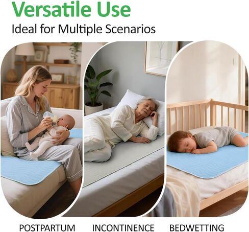 Washable Underpads 36"x54"(2 Pack)– Dual-Sided & Ultra-Thick, Heavy Duty Waterproof Nursing Pads Incontinence Bed Pads, Reusable Washable Pee Pads for Dogs, Diaper Changing & Adults Pads in Saudi Arabia