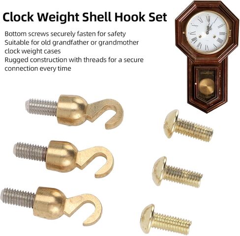 3 Sets Clock Weight Shell Hook Set, Brass Shell Open Hook and Bolts, Clock Weight Shell Hooks and Bolts for Older Style Grandfather Or Grandmother Clock in Saudi Arabia