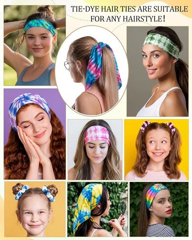 Sosation Tie Dye Kit Bulk, White Cotton Scrunchies Workout Headbands White Headband Yoga Bandanas for Women Tie Dye Party in Kuwait