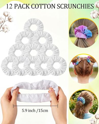 Sosation Tie Dye Kit Bulk, White Cotton Scrunchies Workout Headbands White Headband Yoga Bandanas for Women Tie Dye Party in Kuwait