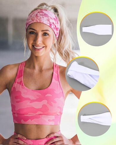 Sosation Tie Dye Kit Bulk, White Cotton Scrunchies Workout Headbands White Headband Yoga Bandanas for Women Tie Dye Party in Kuwait