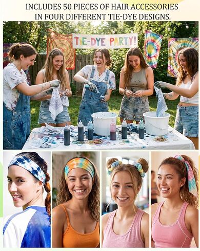 Sosation Tie Dye Kit Bulk, White Cotton Scrunchies Workout Headbands White Headband Yoga Bandanas for Women Tie Dye Party in Kuwait