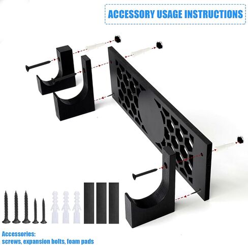 Wooden Lightsaber Wall Mount, Horizontal Display Stand with Glow-in-the-Dark Stickers, Decorative Honeycomb Rack for Collectors, Game Room & Home Theater, Black (01) in Saudi Arabia