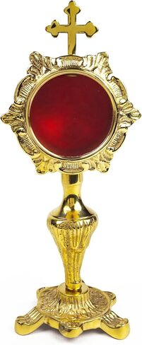 Needzo Small Brass Monstrance, Decorative Reliquary Display, Traditional Ornate Stand, 3 x 7 Inches in Kuwait