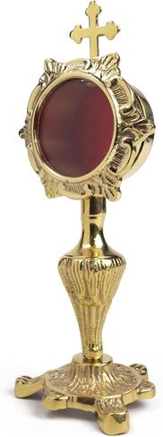 Needzo Small Brass Monstrance, Decorative Reliquary Display, Traditional Ornate Stand, 3 x 7 Inches in Kuwait