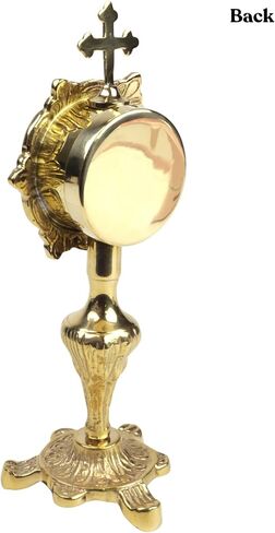 Needzo Small Brass Monstrance, Decorative Reliquary Display, Traditional Ornate Stand, 3 x 7 Inches in Kuwait