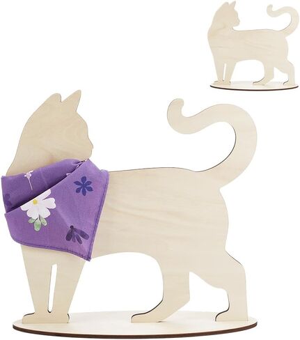 AHANDMAKER Cat Silhouette Display Stand Scarf Bandana Blank MDF Wood Cat Mannequin Display Stand for Pet Collars Store Retail Window Display Photography Prop Home Decor, 12x4x10.6in in Kuwait