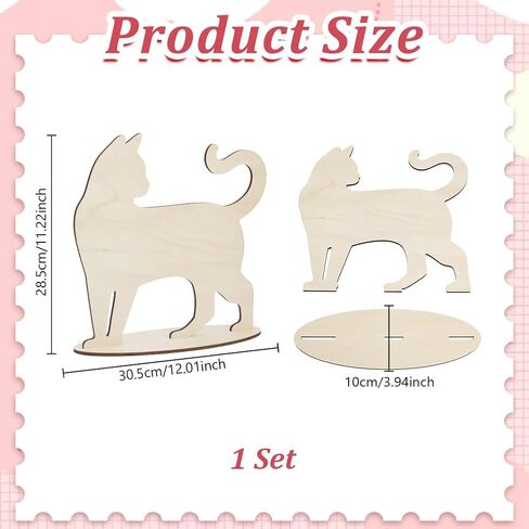 AHANDMAKER Cat Silhouette Display Stand Scarf Bandana Blank MDF Wood Cat Mannequin Display Stand for Pet Collars Store Retail Window Display Photography Prop Home Decor, 12x4x10.6in in Kuwait