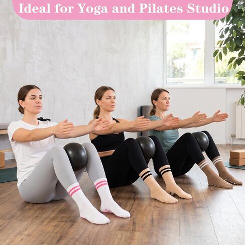 6 Pairs Yoga Socks, Non Slip Grip Pilates Socks for Women Size 5-10 Anti-Slip Athletic Sock with Grips for Women Yoga Pilates in Kuwait