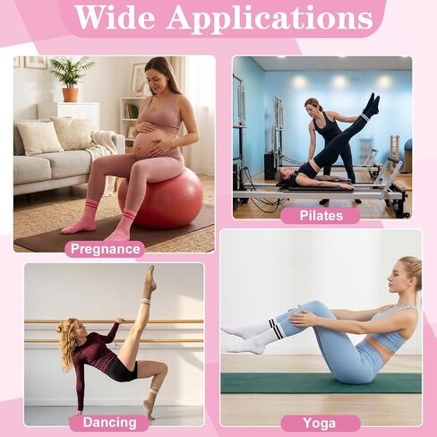 6 Pairs Yoga Socks, Non Slip Grip Pilates Socks for Women Size 5-10 Anti-Slip Athletic Sock with Grips for Women Yoga Pilates in Kuwait