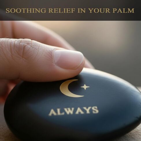 Moon & Star Memorial Stone - Always Engraved Natural Black Palm Stone - Sympathy Keepsake Gift for Loss of Mother Loved One - Long Distance Relationship Pocket Hug, Spiritual Worry Stone in Saudi Arabia