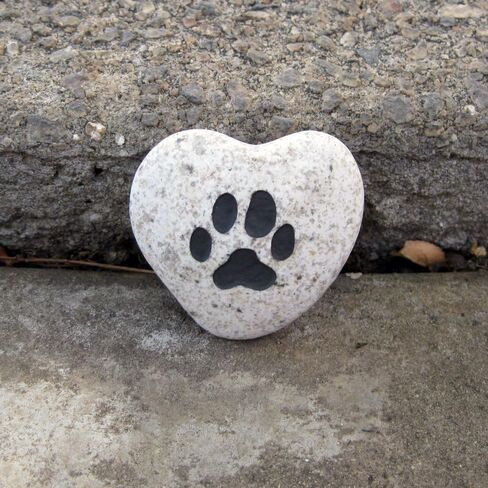 Paw Print Heart-Shaped Stone, Dog Mom Gifts, Gift for Dog Lovers, Cat Lovers, Pet Memorial Stones, Heart Shaped Paw Print Stone, Garden Stone, Dog Dad Gifts, Paw Decor, Gifts for Pet Lovers in Saudi Arabia