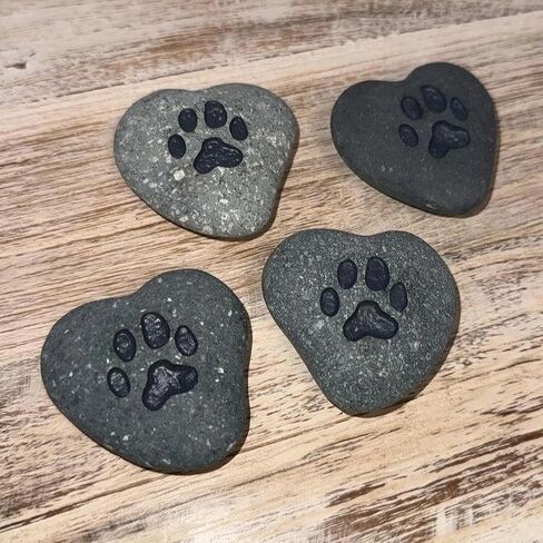 Paw Print Heart-Shaped Stone, Dog Mom Gifts, Gift for Dog Lovers, Cat Lovers, Pet Memorial Stones, Heart Shaped Paw Print Stone, Garden Stone, Dog Dad Gifts, Paw Decor, Gifts for Pet Lovers in Saudi Arabia