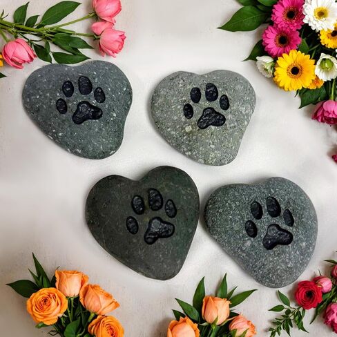 Paw Print Heart-Shaped Stone, Dog Mom Gifts, Gift for Dog Lovers, Cat Lovers, Pet Memorial Stones, Heart Shaped Paw Print Stone, Garden Stone, Dog Dad Gifts, Paw Decor, Gifts for Pet Lovers in Saudi Arabia