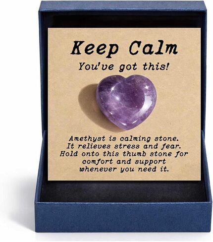 Amethyst Worry Stone Gift for Women, Crystal Thumb Stone for Comfort Encouragement Calm, Thinking of You Gift for Sister Daughter Coworker, Inspirational Pocket Keepsake for Stressful Days (Amethyst) in Saudi Arabia