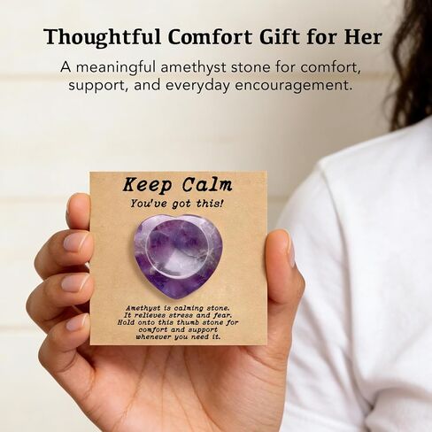 Amethyst Worry Stone Gift for Women, Crystal Thumb Stone for Comfort Encouragement Calm, Thinking of You Gift for Sister Daughter Coworker, Inspirational Pocket Keepsake for Stressful Days (Amethyst) in Saudi Arabia