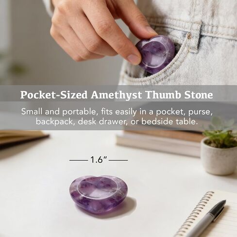 Amethyst Worry Stone Gift for Women, Crystal Thumb Stone for Comfort Encouragement Calm, Thinking of You Gift for Sister Daughter Coworker, Inspirational Pocket Keepsake for Stressful Days (Amethyst) in Saudi Arabia