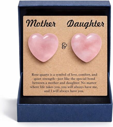 Rose Quartz Heart Set for Mother&Daughter, Matching Love Keepsake Gift for Mom and Daughter, Crystal Pocket Hug Tokens for Bond, Mother’s Day Birthday Gift for Mom(Rose) in Saudi Arabia