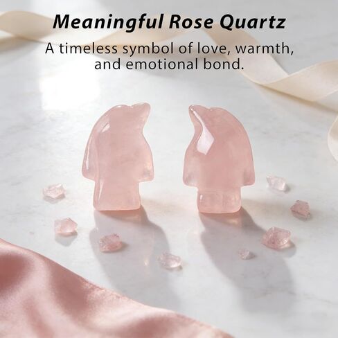 Gift for Mom from Daughter, Mother Daughter Rose Quartz Penguin Keepsake Set, Love You Mum Crystal Figurine Pocket Hug, Sentimental Birthday Comfort Gift for Mother's Day (Mom) in Saudi Arabia
