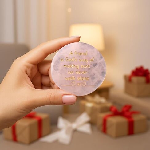 Rose Quartz Crystals, Natural Polished Healing Crystal Engraved Friend Birthday, Gemstones Rose Quartz Gifts for Friends Women in Saudi Arabia