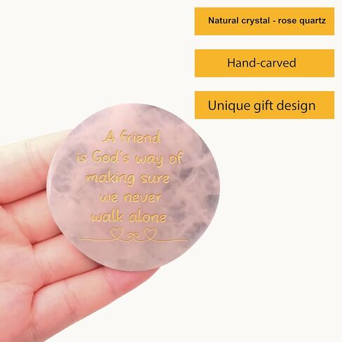 Rose Quartz Crystals, Natural Polished Healing Crystal Engraved Friend Birthday, Gemstones Rose Quartz Gifts for Friends Women in Saudi Arabia